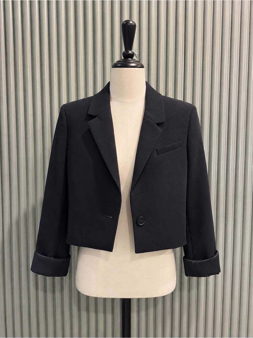 Aritzia Black Cropped Single-Button Blazer